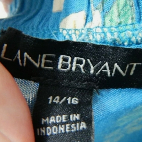 Lane Bryant Blue Floral Off Shoulder Ruffle Sleeve Top - Picture 4 of 5